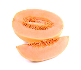Cantaloupes on a white background