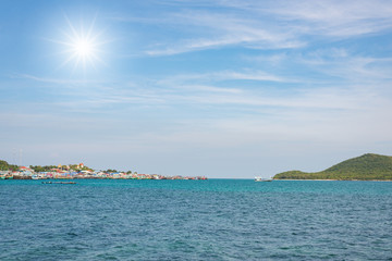 Seascape with faraway fishing villages