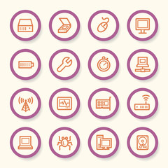 Computer components web icons set