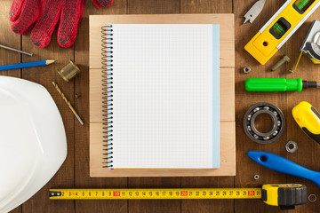 work tools and instruments on wood