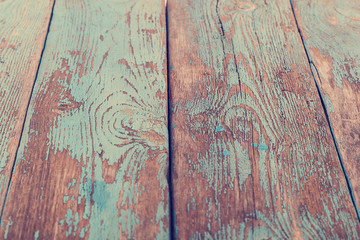 Wooden planks painted in blue.