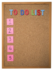 To do list on cork board 4 - To do list on cork board with isolated background - vertical