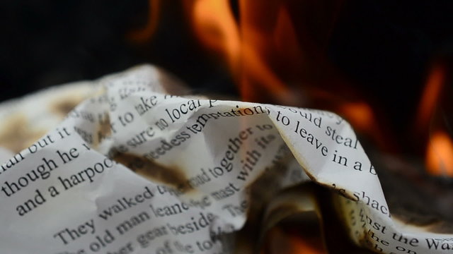 Slow Motion. The burning text.