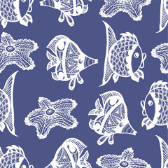 seamless graphic pattern with fish