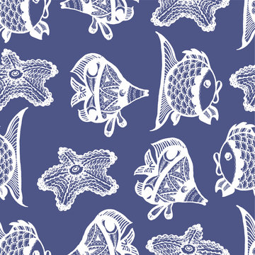 seamless graphic pattern with fish © egnismoore