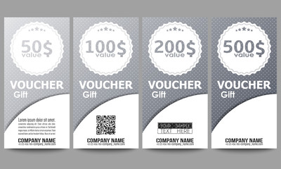 Set of modern gift voucher templates. Dotted design background