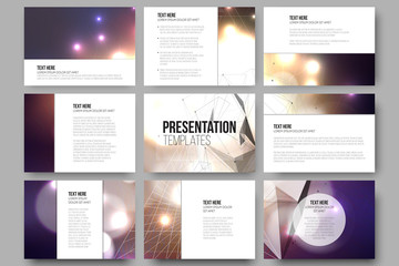 Set of 9 vector templates for presentation slides. Colorful graphic design, abstract background