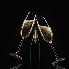 Glasses of champagne with splash