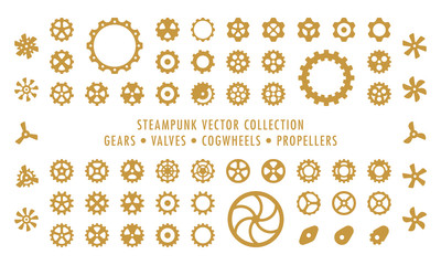 Steampunk Collection (isolated on white) - Gears, Valves & Propellers
