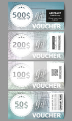 Set of modern gift voucher templates. Abstract vector background, digital technologies, cyber space