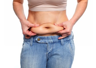 Naklejka premium Woman with fat belly.