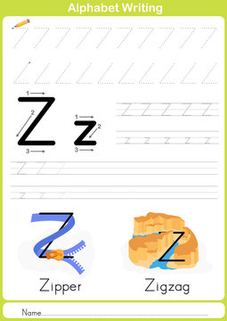 Alphabet A-Z Tracing Worksheet,  Exercises for kids -  illustration and vector outline - A4 paper ready to print