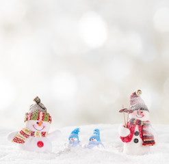 Christmas background with snowman