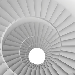 Spiral staircase. Top view. 3d render on white background