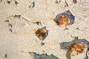 old cracked paint and rusty