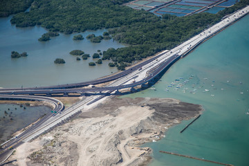 The highway passes through the open sea