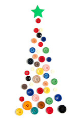 Christmas tree made with colored buttons