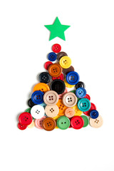 Christmas tree made with colored buttons