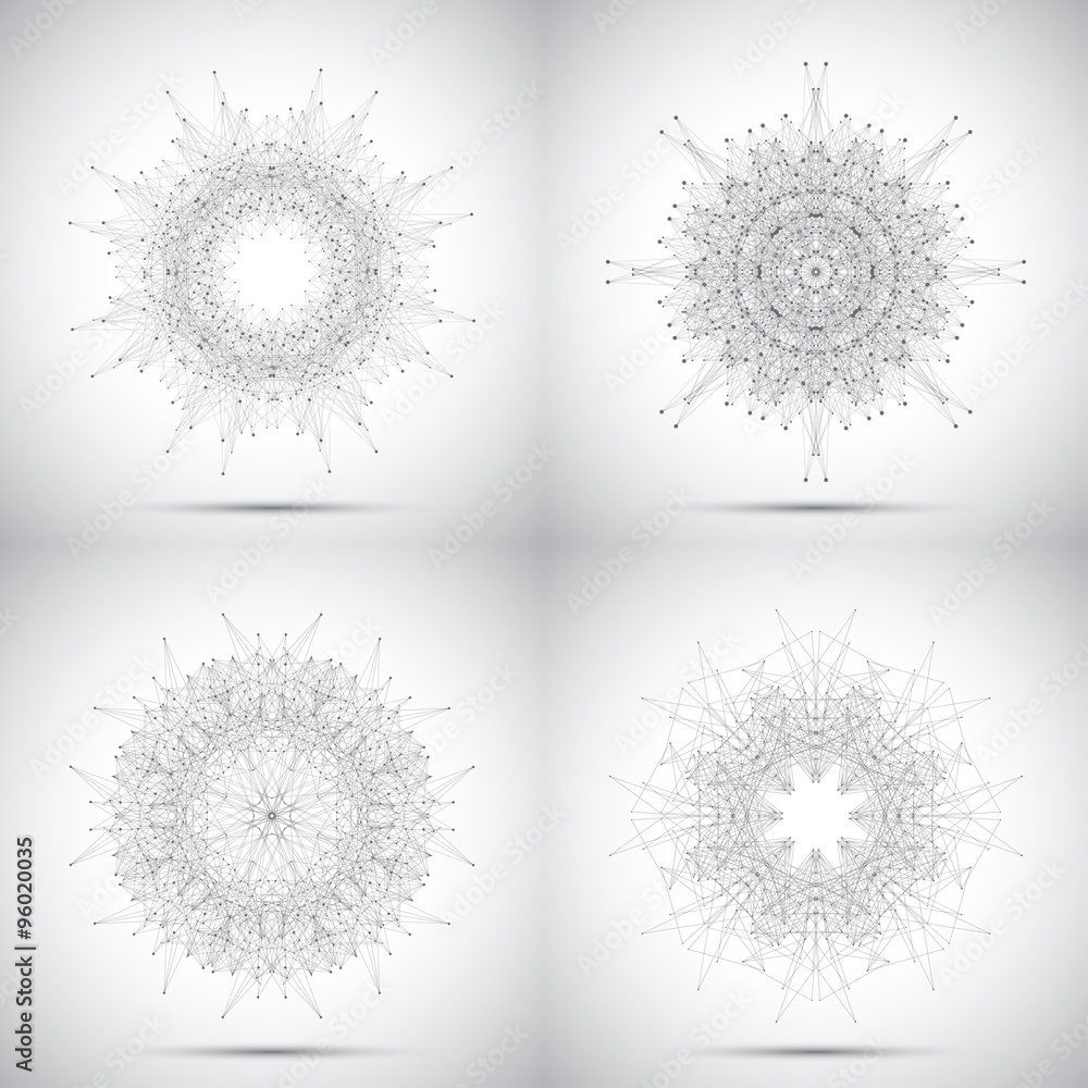 Aufkleber Set of geometric vector form with connected lines and dots for your design