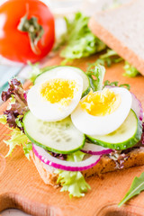 Fototapeta na wymiar Sandwich with egg and salad