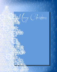 Christmas tree made with snowflakes and card for text blue