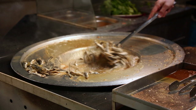 Grilled fish is one of the most popular street food in Istanbul,Turkey.