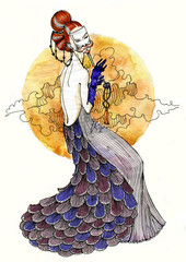 Beautiful girl hiding behind the mask