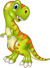 Fototapeta premium Cartoon funny tyrannosaurus isolated on white background
