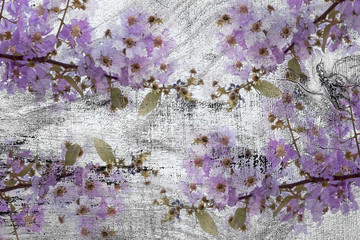 The wood painting on nature and flower art background. © Panya