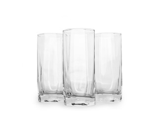 Empty glasses isolated on white background
