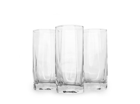 Empty glasses isolated on white background