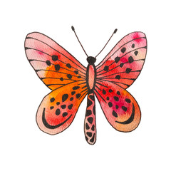 Watercolor red butterfly