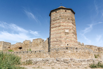Fototapeta na wymiar Tower of an ancient fortress. Belgorod-Dniester, Ukraine