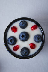 yogurt with blueberry and pomegranate