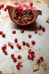 pomegranate on steel plate