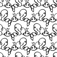 caterpillar doodle seamless pattern background