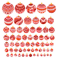 Color doodle hand drawn Christmas balls set