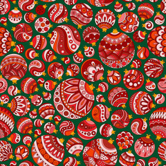 Naklejka premium Seamless Christmas background with christmas balls.