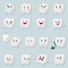 Teeth cartoons set