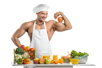 Man bodybuilder cook