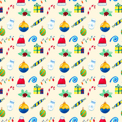 Christmas and New Year decoration and mood seamless pattern