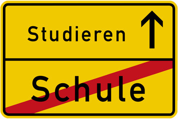 Ortsschild Schule Studieren