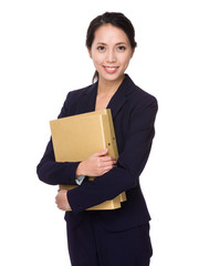 Obraz premium Businesswoman hold with the document file
