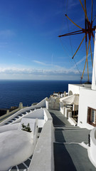 traditional greece windmill in oia on santorini island