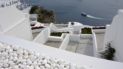 viewpoint in oia village on santorini island