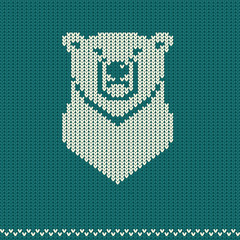 Fototapeta premium Knitted pattern with polar bear