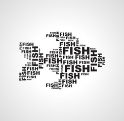 Fototapeta na wymiar stock image fish contain the word fish monochrome