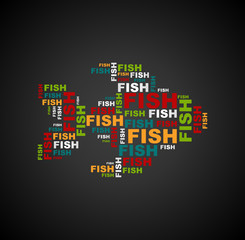 Fototapeta na wymiar stock image fish contain the word fish of different colors