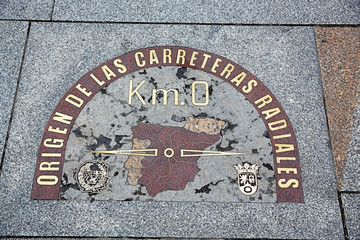 Madrid, Puerta del Sol, Zero Point of Spanish Roads