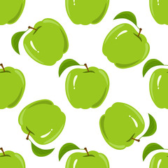 Seamless texture with a pattern of green apples
